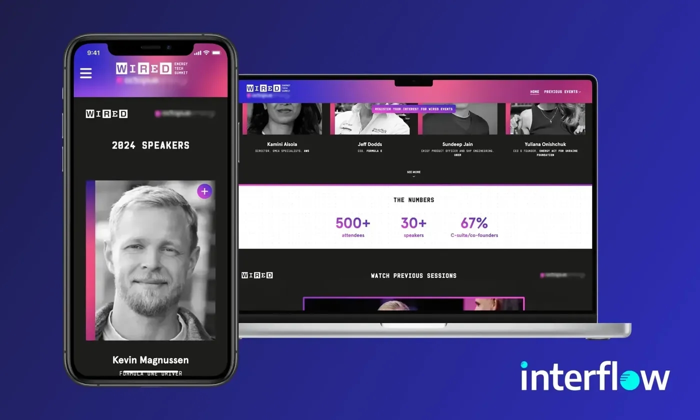 A graphic containing screenshots of the Energy Tech Summit website