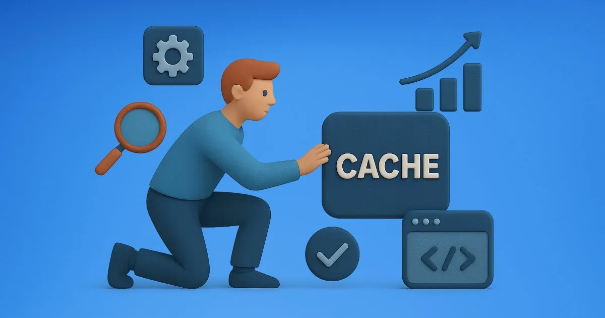 An illustration depicting a user reaching for a cache rather than directly for the data