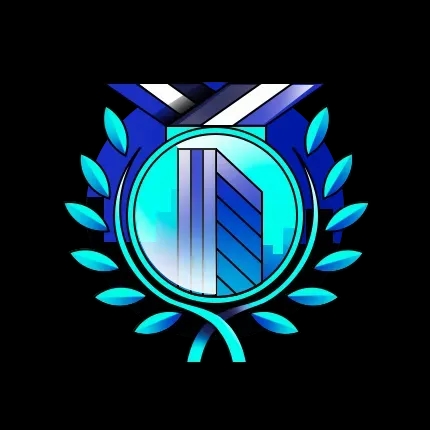 Stylised icon showing a medal with an office building in the centre
