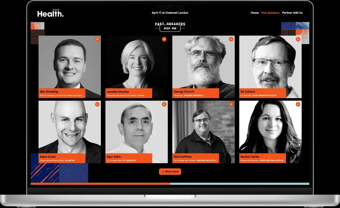 A screenshot of the "Speakers" section of the WIRED Health website